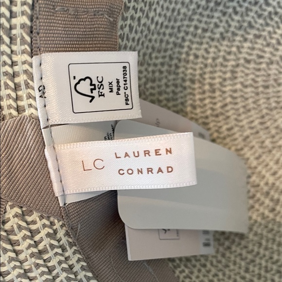 LC Lauren Conrad Taupe Woven Hat with Ribbon Bow - Picture 3 of 8